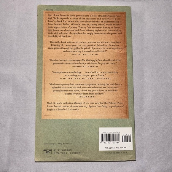 Book Paperback: The Making of a Poem: A Norton Anthology of Poetic Forms - Picture 4 of 6